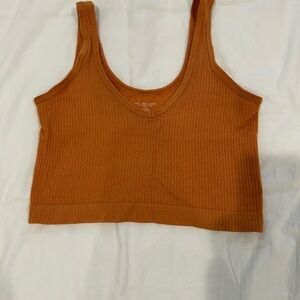 Urban Outfitters Ribbed Crop Top - Rust